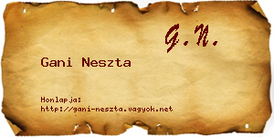 Gani Neszta névjegykártya